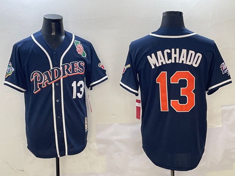 Men San Diego Padres #13 Machado Blue Throwback Game 2025 Nike MLB Jersey style 3122->san diego padres->MLB Jersey